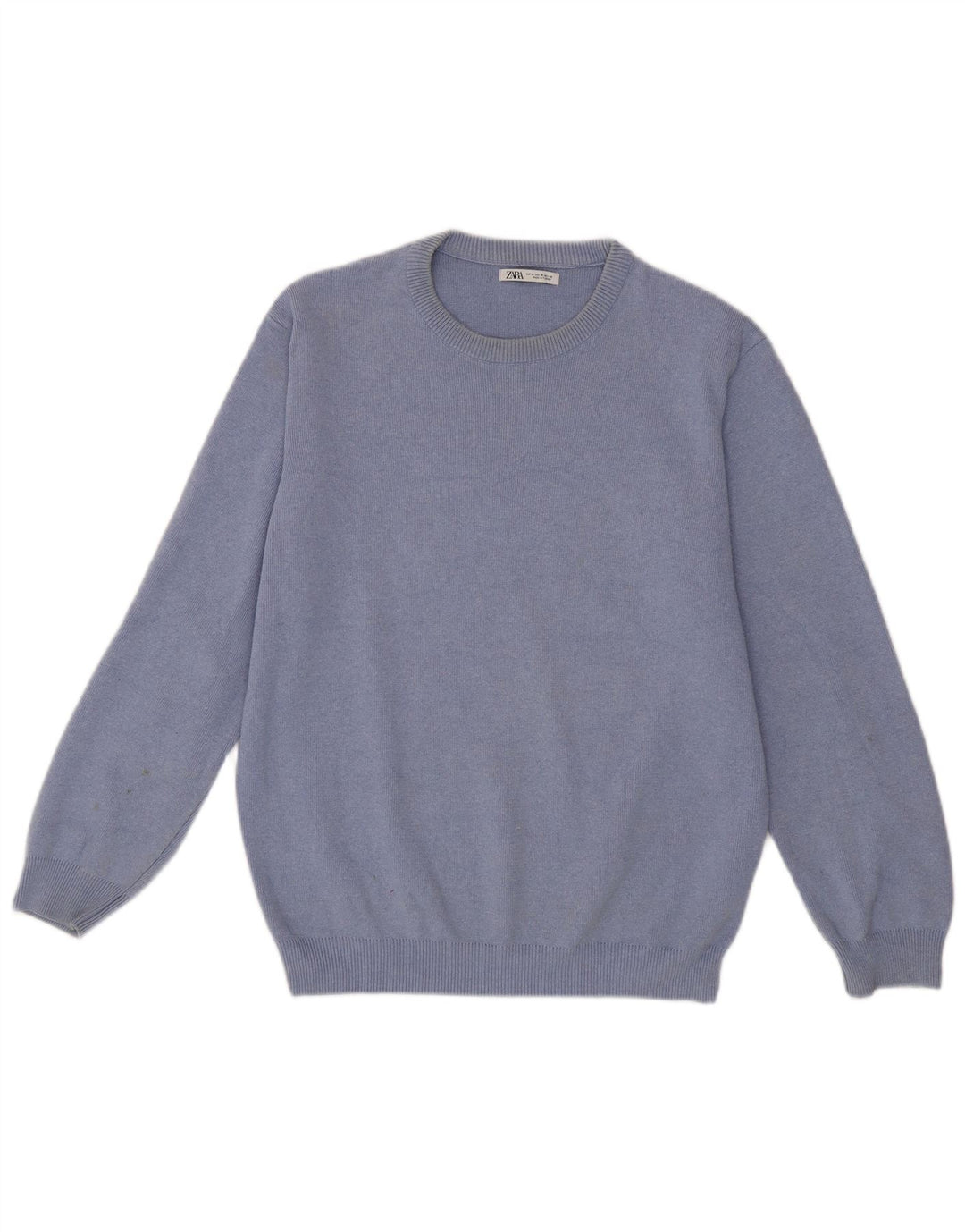 Zara Herren-Pullover mit Rundhalsausschnitt, Mittelblau