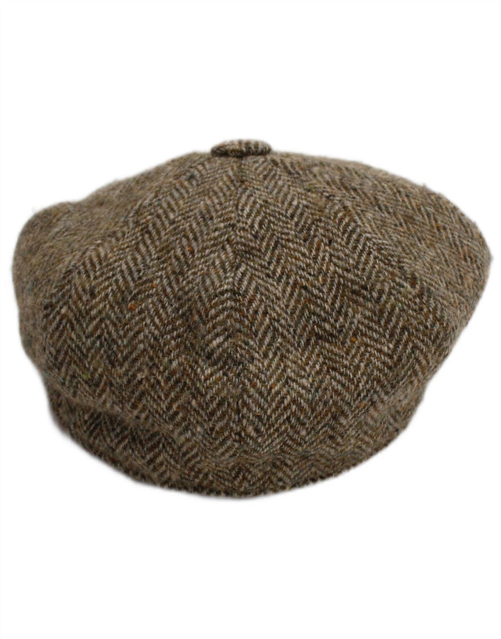 Harris Tweed Herren-Schiebermütze, klein, Grau, Fischgrätenmuster, Schurwolle, klassisch