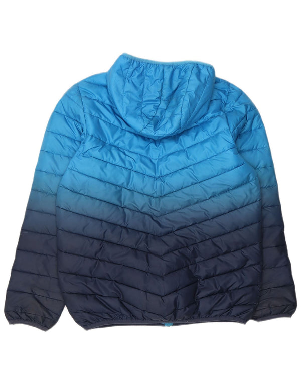 Ellesse Wattierte Jungenjacke mit Kapuze, 13–14 Jahre, blaues Colourblock-Polyester