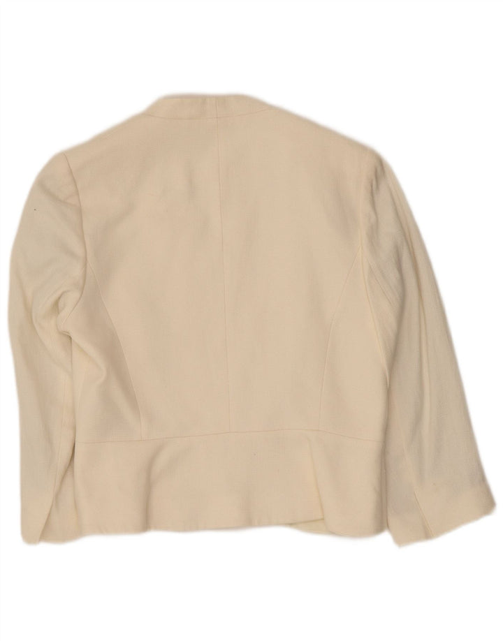 L.K. Bennett Damen-Blazerjacke mit 3/4-Ärmeln, UK 12, mittelbeigeiges Leinen
