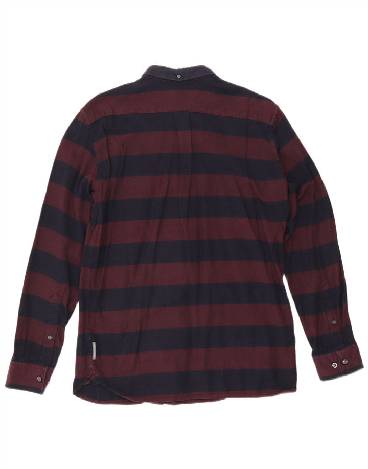 French Connection Herren-Flanellhemd aus mittelblauer, gestreifter Baumwolle