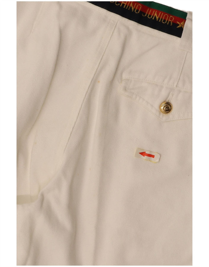 MOSCHINO Jungen-Anzughose mit grafischen Klammern, 9–10 Jahre, W24 L25, weiße Baumwolle