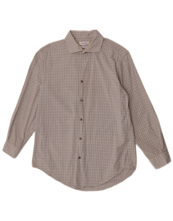 Calvin Klein Herren Slim Fit Hemd Größe 15 1/2 Mittelgrau kariert