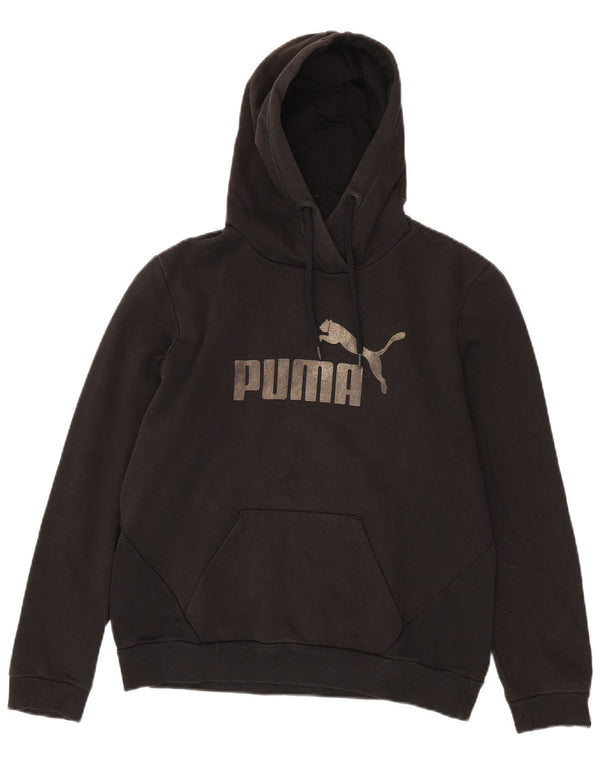 Puma Damen Graphic Hoodie Pullover UK 14 Medium Schwarz