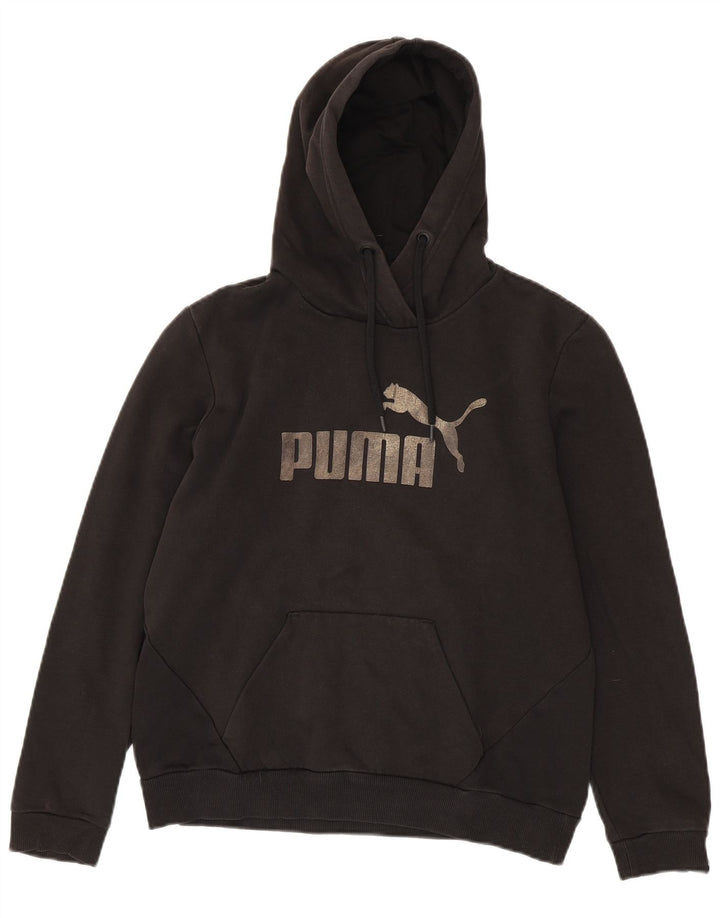 Puma Damen Graphic Hoodie Pullover UK 14 Medium Schwarz