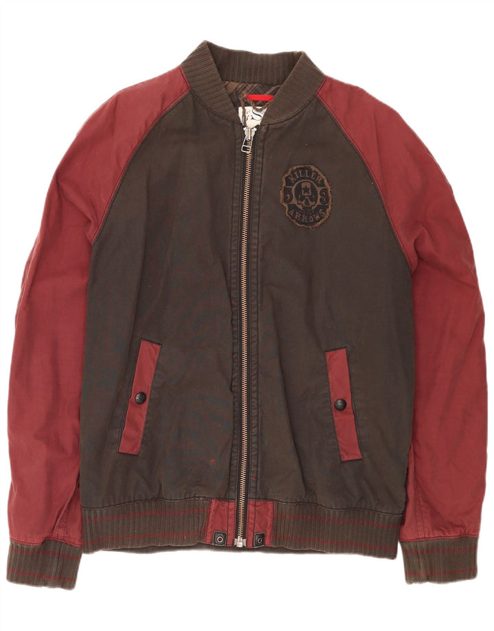 LEVI'S Herren Bomberjacke UK 40 Große braune Colourblock-Baumwolle