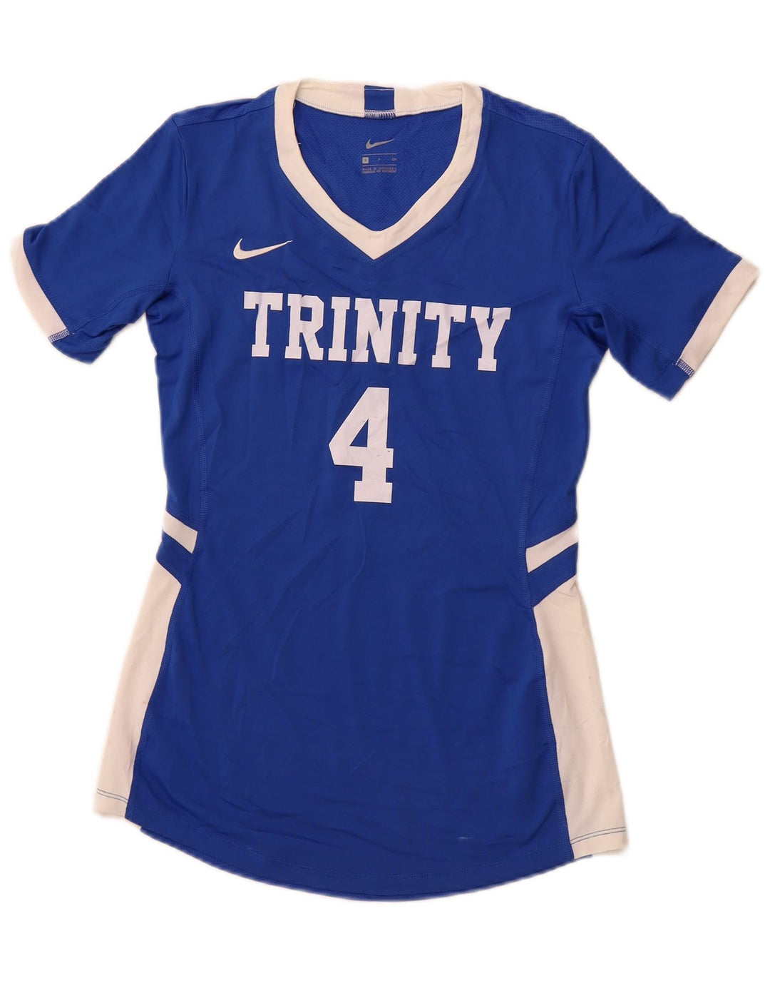 NIKE Damen Grafik-T-Shirt-Oberteil UK 10 Small Blaues Colourblock-Polyester