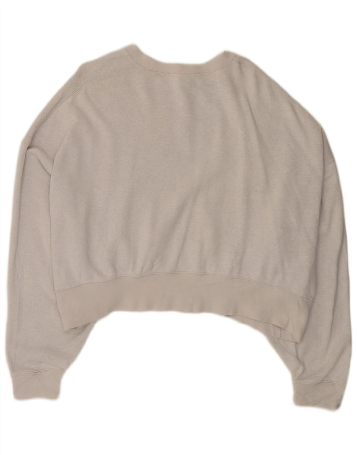 NIKE Womens Crop Oversized Sweatshirt Pullover UK 14 Mittelgraue Baumwolle