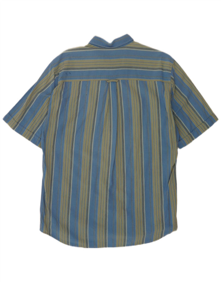 Marlboro Classics Herren-Kurzarmhemd, groß, blau gestreift, Baumwolle