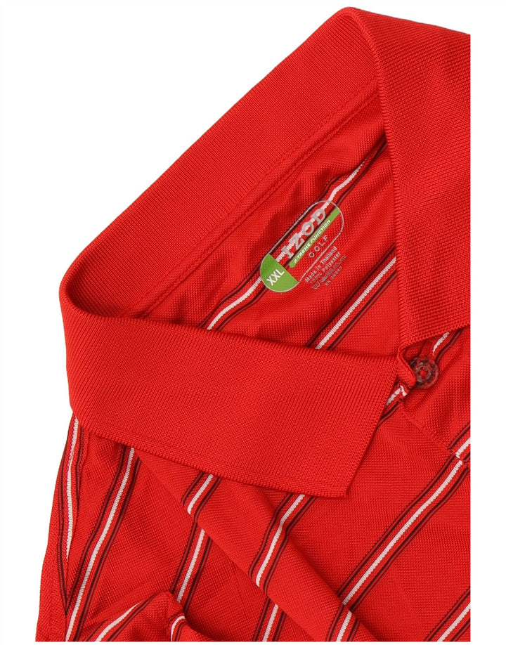 Izod Herren-Golf-Poloshirt, 2XL, rot gestreift, Polyester