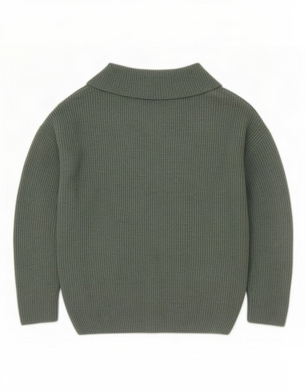 Zara Damen-Pullover mit V-Ausschnitt, übergroß, Gr. 10, Größe S, grün, Acryl