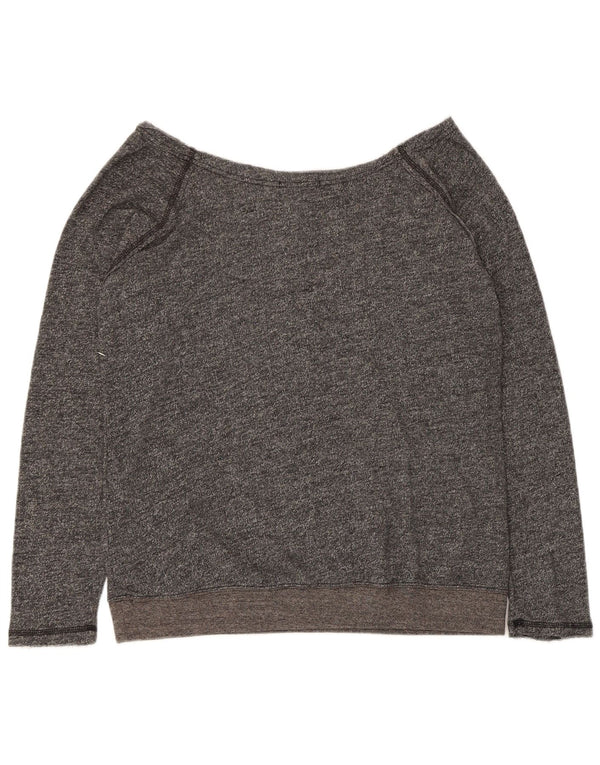Volcom Damen Grafik-Sweatshirt-Pullover UK 18 XL Grau gefleckte Baumwolle