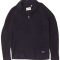 JACK & JONES Herren-Pullover mit Reißverschluss am Hals, groß, marineblaue Baumwolle