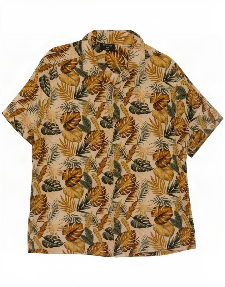 Tessentials Herren Hawaii-Kurzarmhemd, groß, mehrfarbig, Blumenmuster
