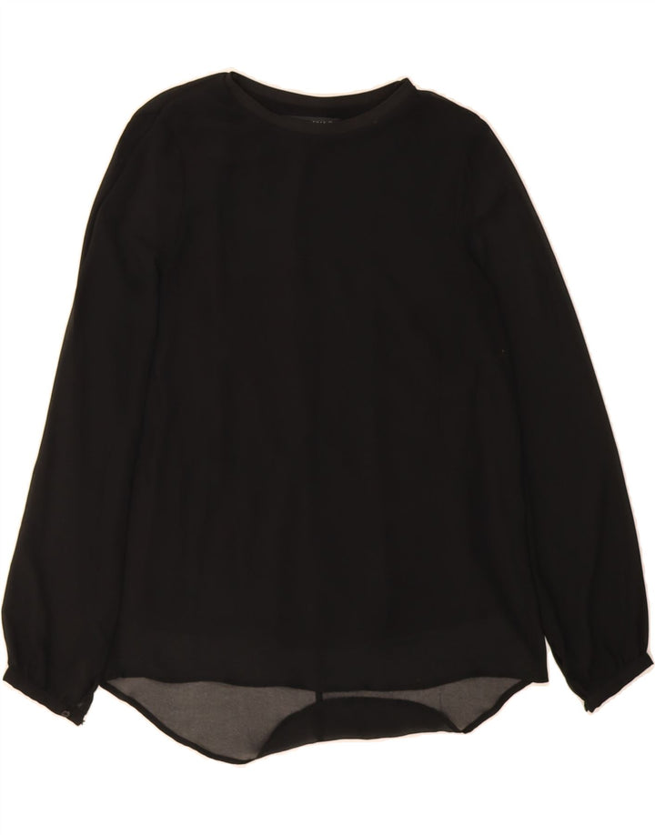 ZARA Womens Oversized Long Sleeve Blouse Top UK 6 XS Black Vintage Zara and Second-Hand Zara from Messina Hembry 