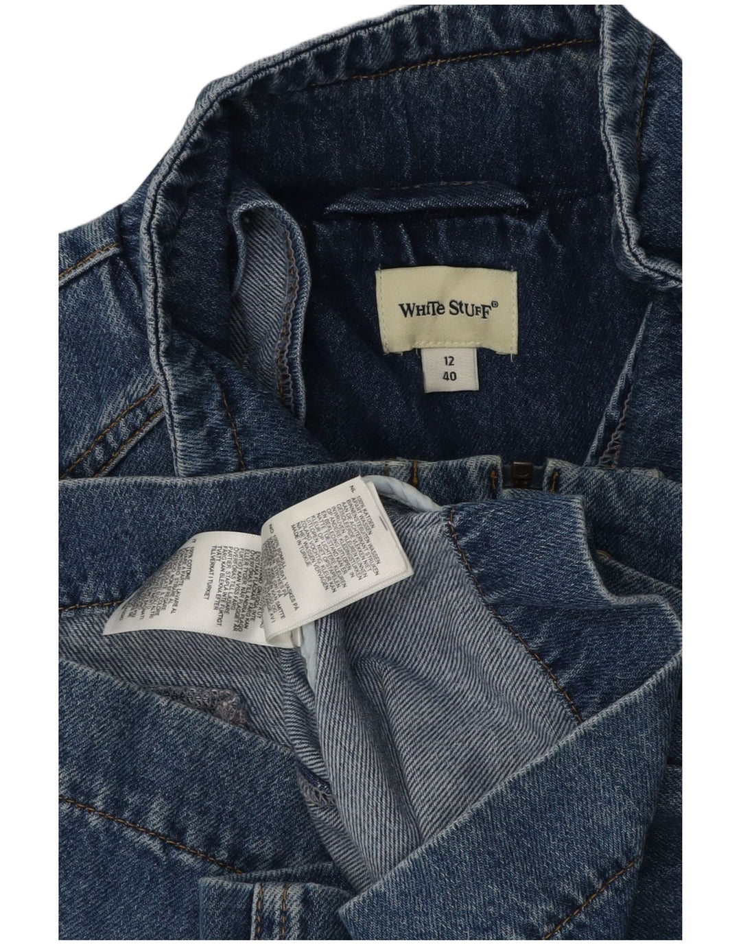 White Stuff Damen Jeansjacke UK 12 Mittelblaue Baumwolle