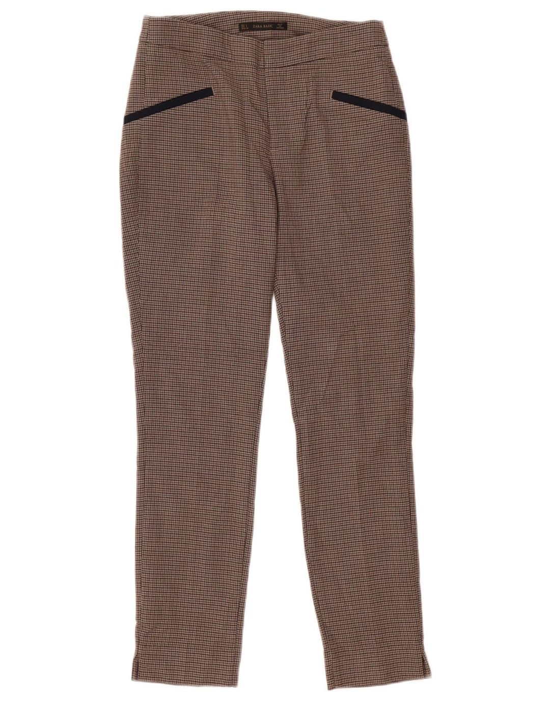 Schmale Freizeithose für Damen von Zara, Größe S, W26, L28, braun kariert