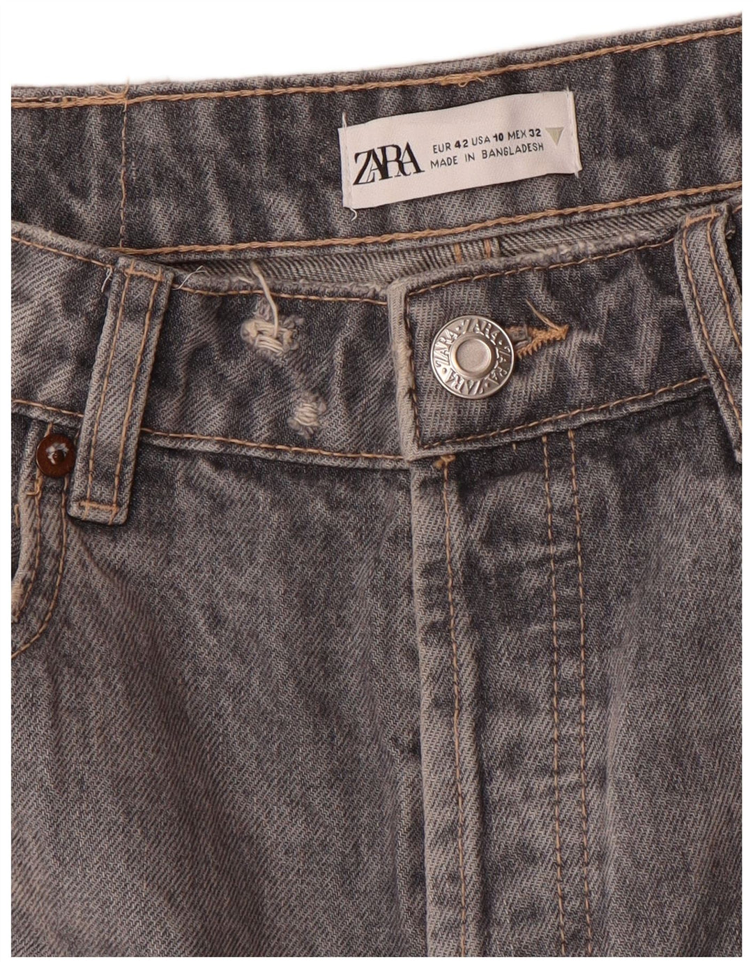 Zara Damen Straight Jeans EU 42 Large W32 L27 Grau