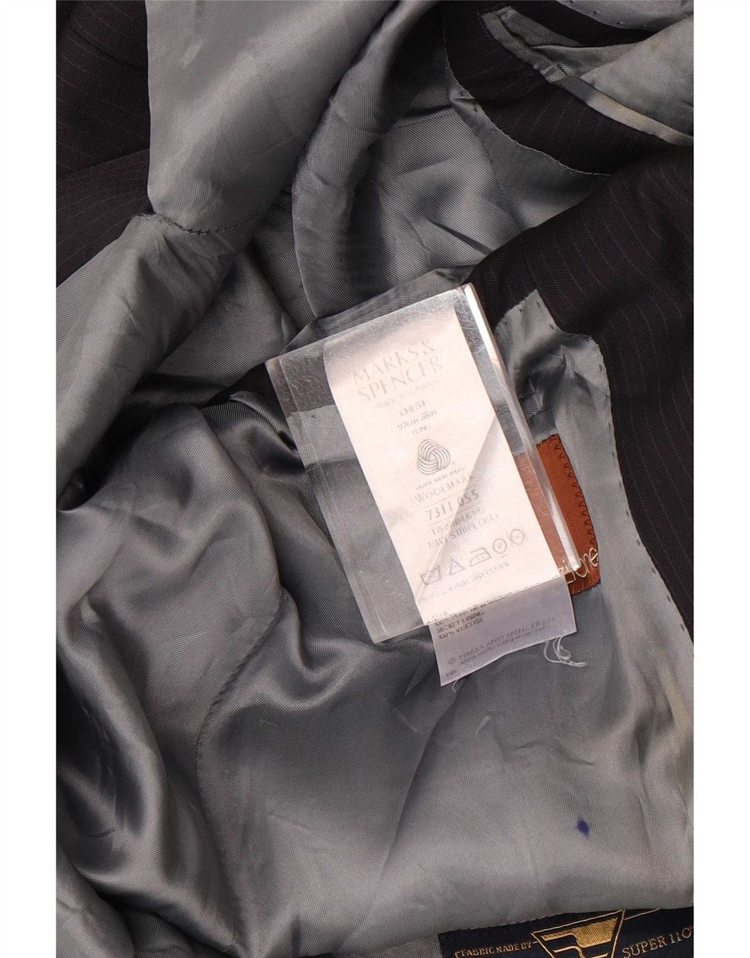 Marks & Spencer Herren-Blazer-Jacke, UK 38, mittlerer marineblauer Nadelstreifen