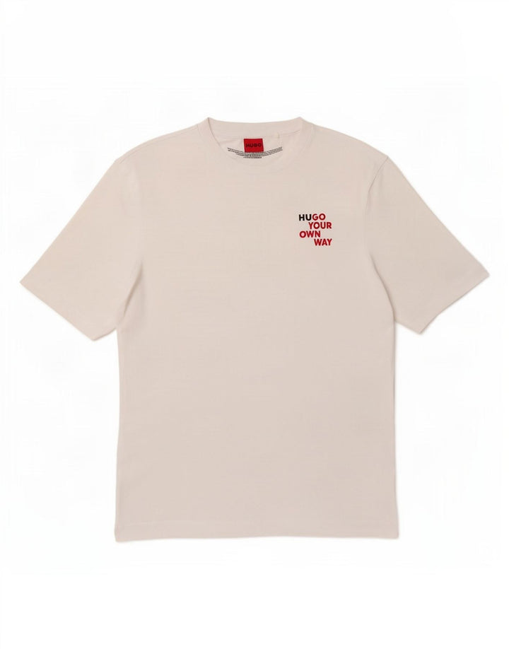 Hugo Boss Herren T-Shirt mit Grafik, Mittelweiß
