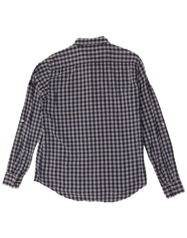 MISTRAL Herrenhemd aus mittelblauer Gingham-Baumwolle