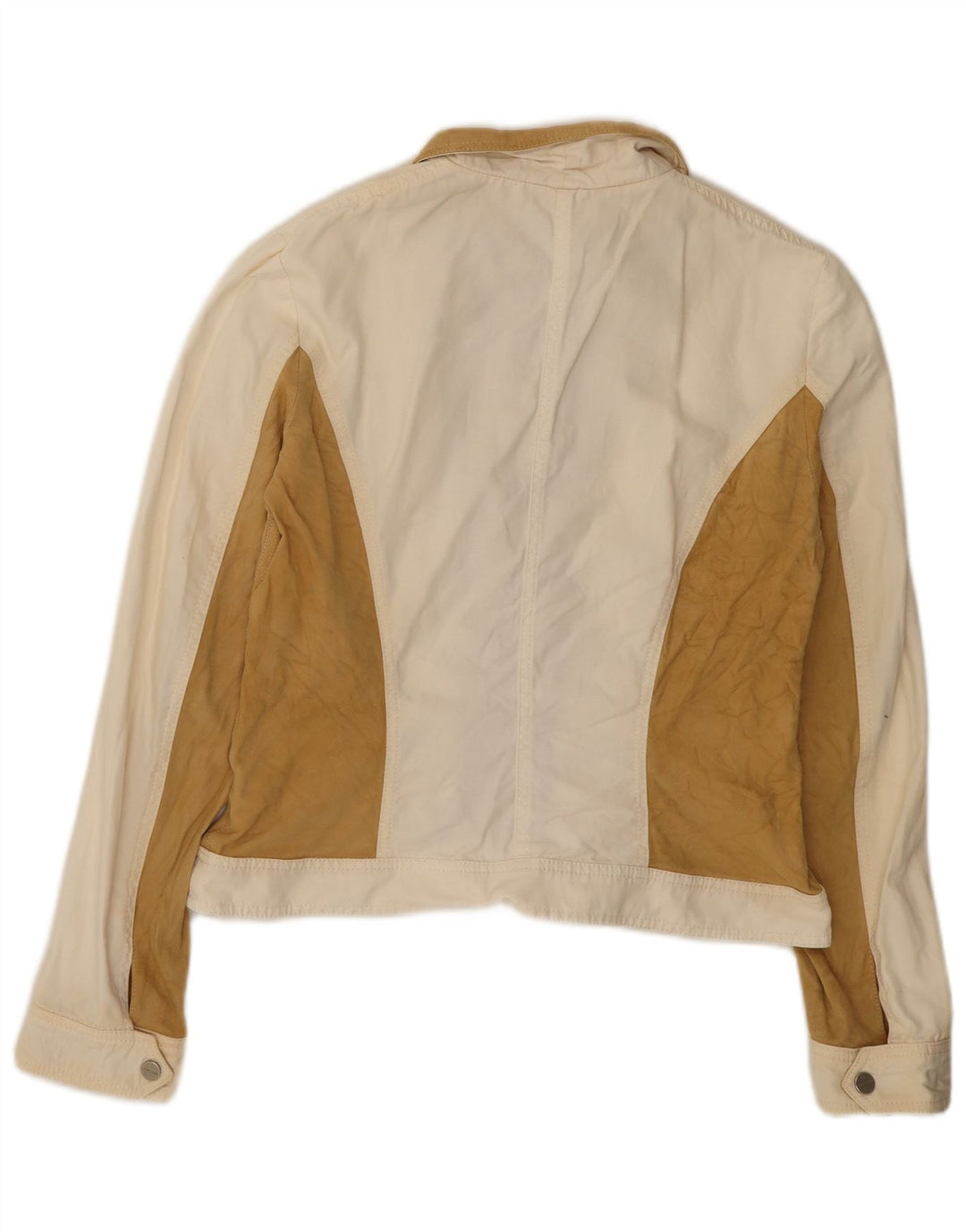 ALVIERO MARTINI Womens Suede Bomber Jacket IT 50 XL White Colourblock