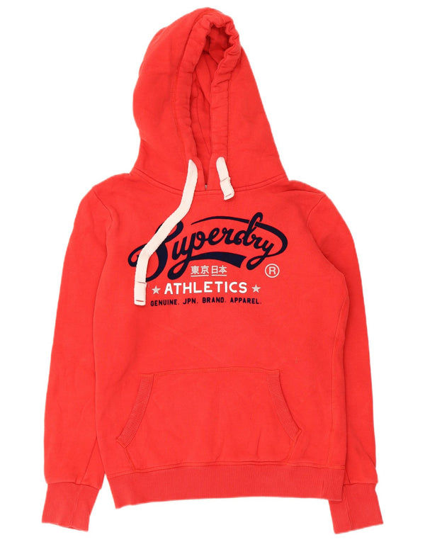 Superdry Womens Graphic Oversized Hoodie Pullover UK 10 Small Rote Baumwolle