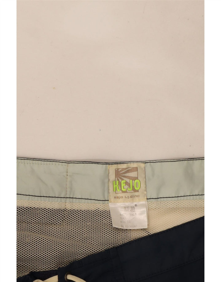 Kejo Herren-Badeshorts mit Grafik, mittelgroß, Marineblau, Colourblock-Nylon