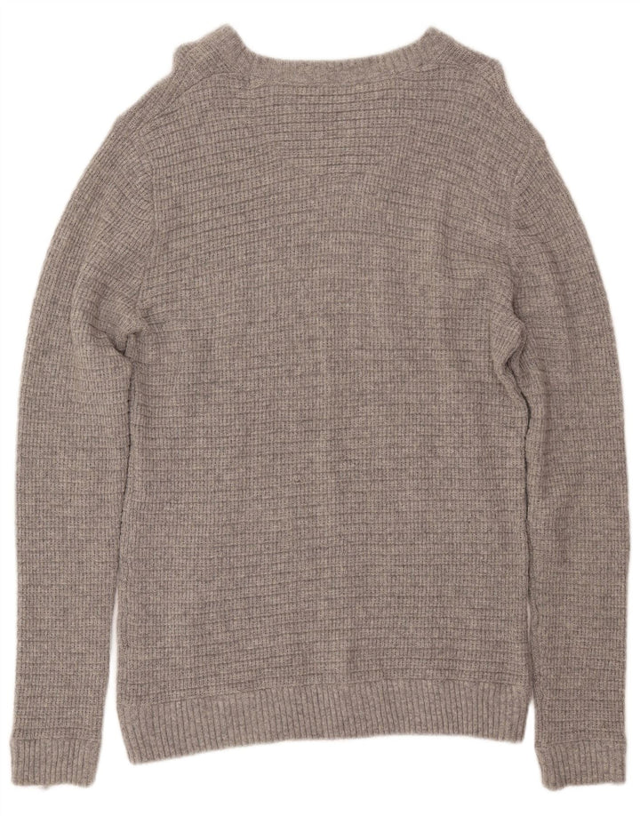Crew Clothing Herren-Pullover mit Rundhalsausschnitt, Größe L, graue Wolle