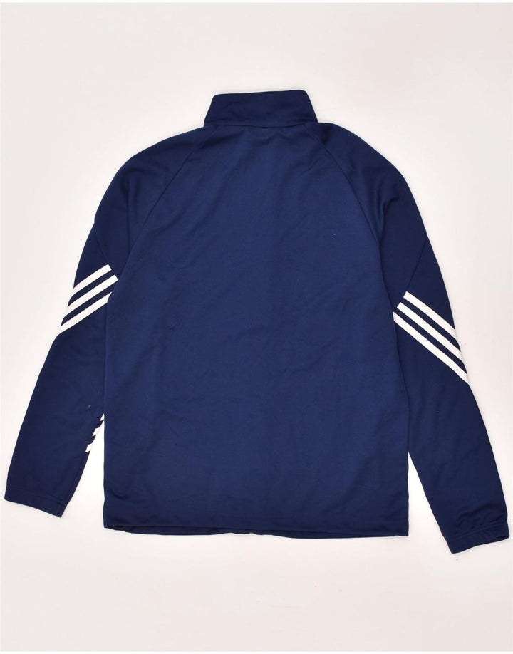 ADIDAS Boys Climalite Graphic Tracksuit Top Jacket 13-14 Years Navy Blue Vintage Adidas and Second-Hand Adidas from Messina Hembry 