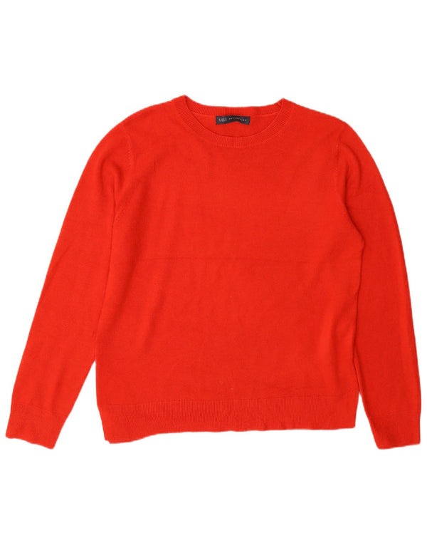 Marks & Spencer Damen Pullover mit Rundhalsausschnitt, UK 14, Größe L, Rot, Acryl