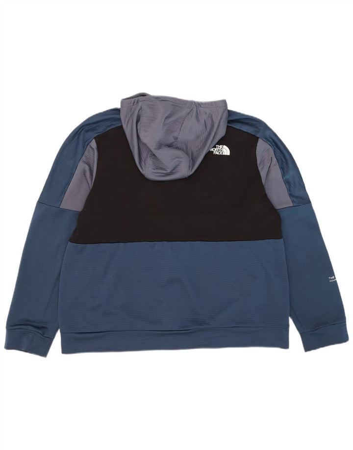 The North Face Herren-Kapuzenpullover mit Reißverschluss, XL, blaues Farbblock-Polyester