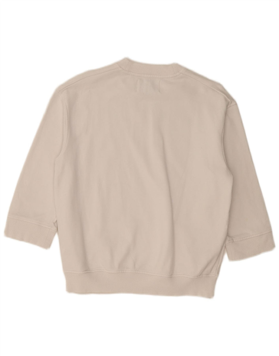 Calvin Klein Jeans Damen Sweatshirt-Pullover mit 3/4-Ärmeln, UK 14, Mittelweiß