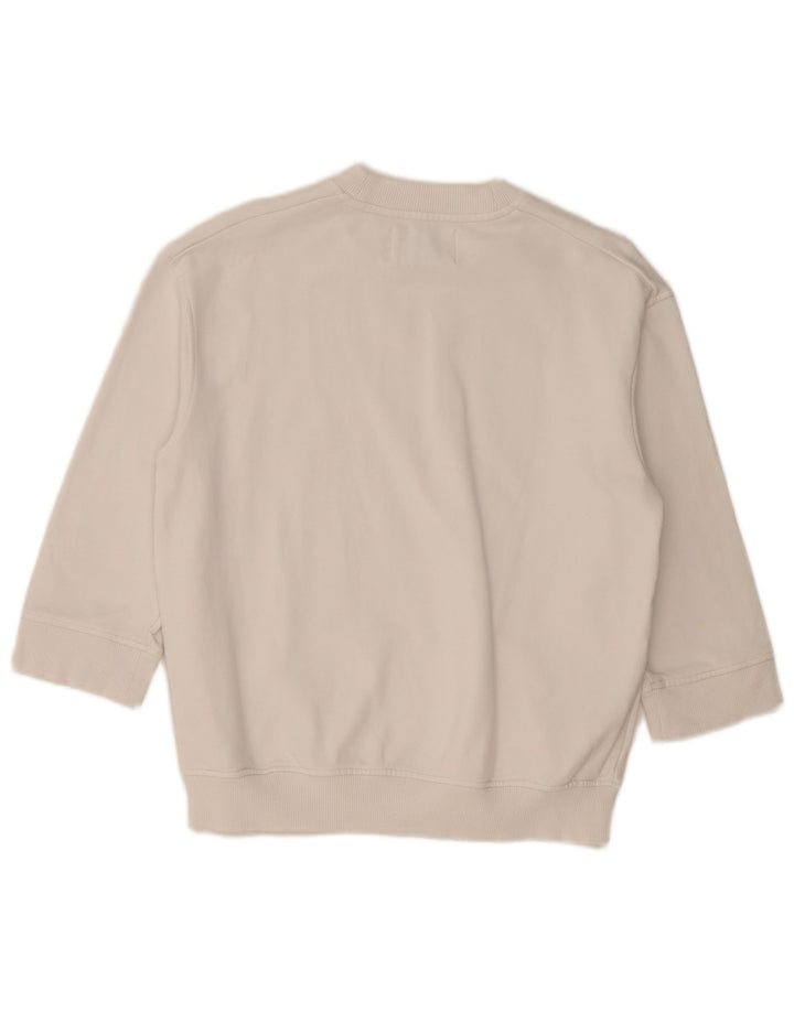 Calvin Klein Jeans Damen Sweatshirt-Pullover mit 3/4-Ärmeln, UK 14, Mittelweiß