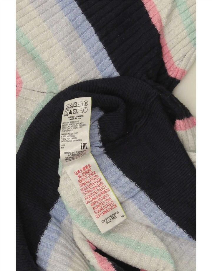 Marks & Spencer Damen T-Shirt Top UK 16 Large Mehrfarbig gestreift