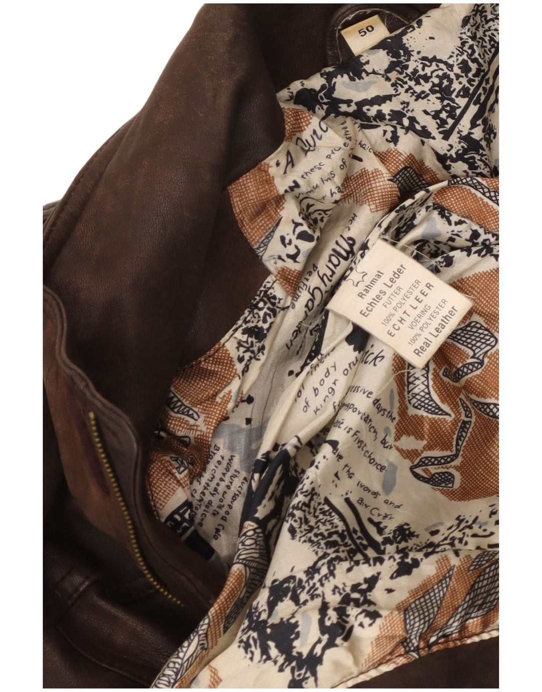 VINTAGE Herren Ledermantel EU 50 Großes braunes Leder