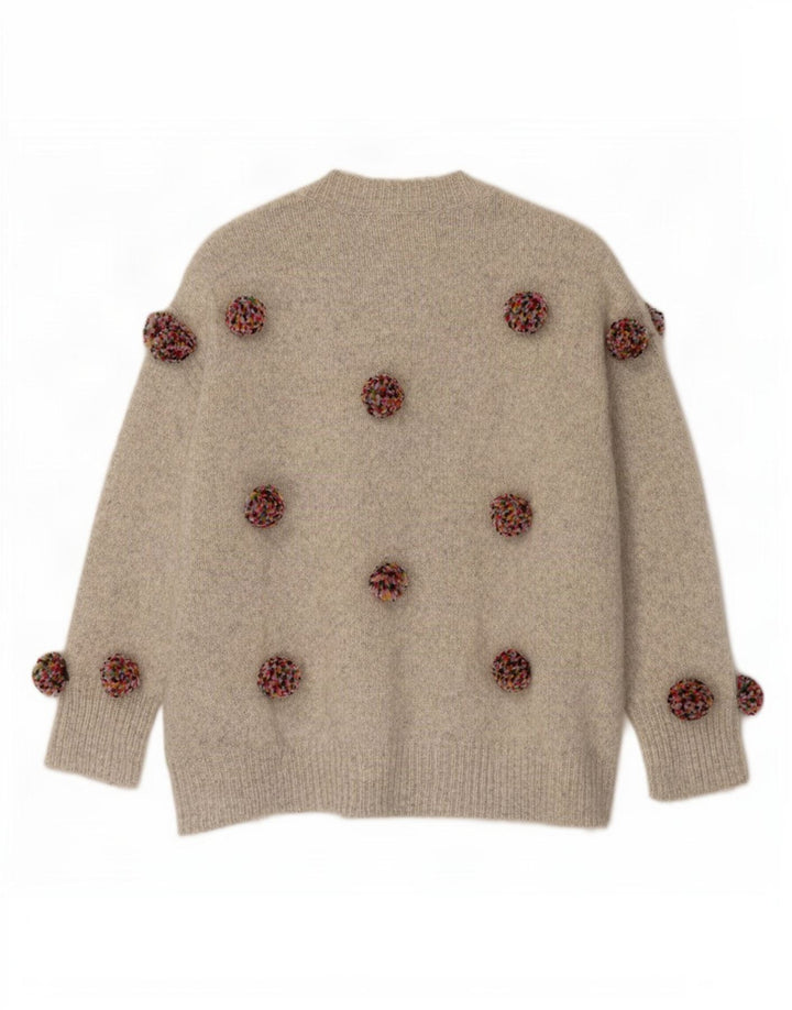 Zara Damen-Pullover, übergroß, Rundhalsausschnitt, Gr. 10, Größe S, Grau meliert