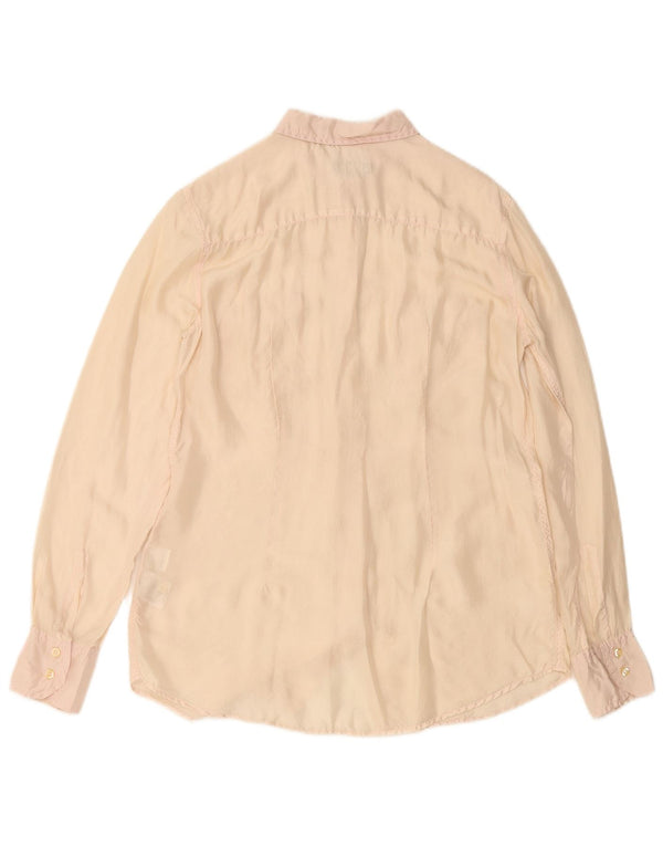 FRED PERRY Womens Shirt Blouse UK 14 Large Beige Silk