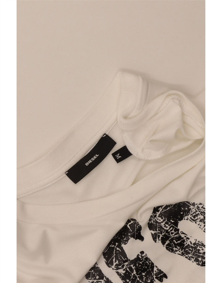 Diesel Damen Grafik-T-Shirt-Kleid UK 14 Mittelweiß