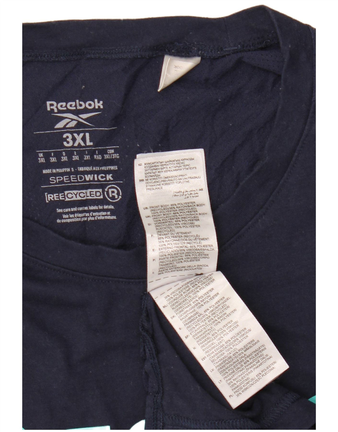 Reebok Herren Grafik T-Shirt Top 3XL Marineblau Polyester