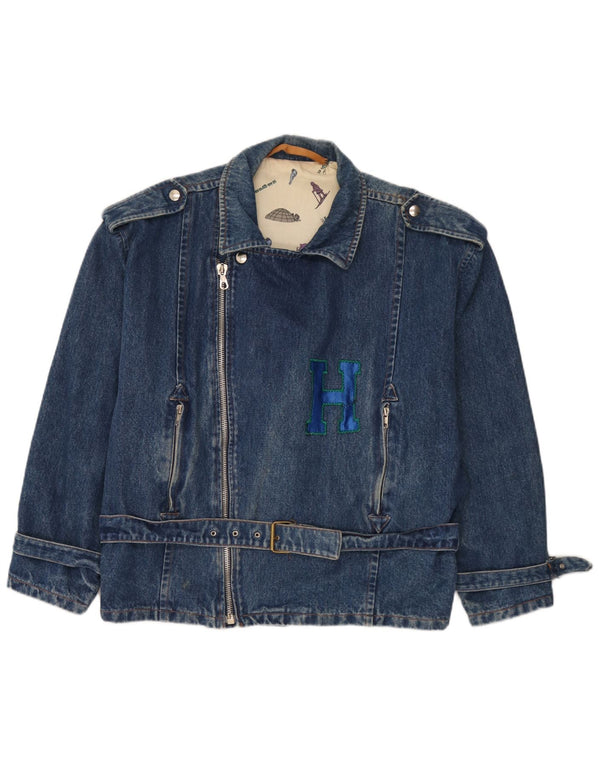 Vintage Herren Denim Bikerjacke UK 40 Large Blau