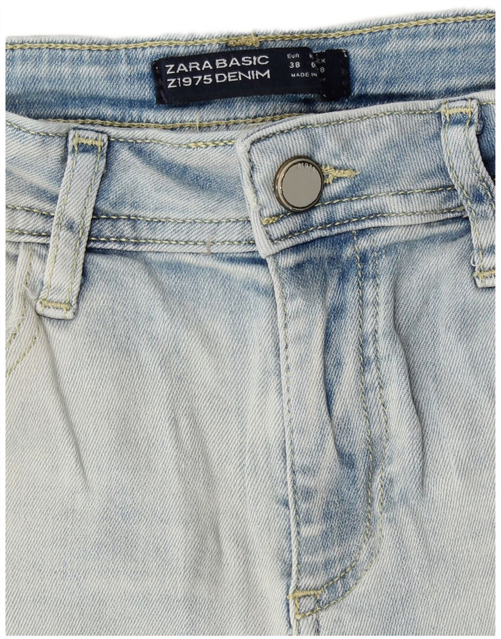 Zara Damen Distressed Denim Shorts EU 38 Small W28 Blau