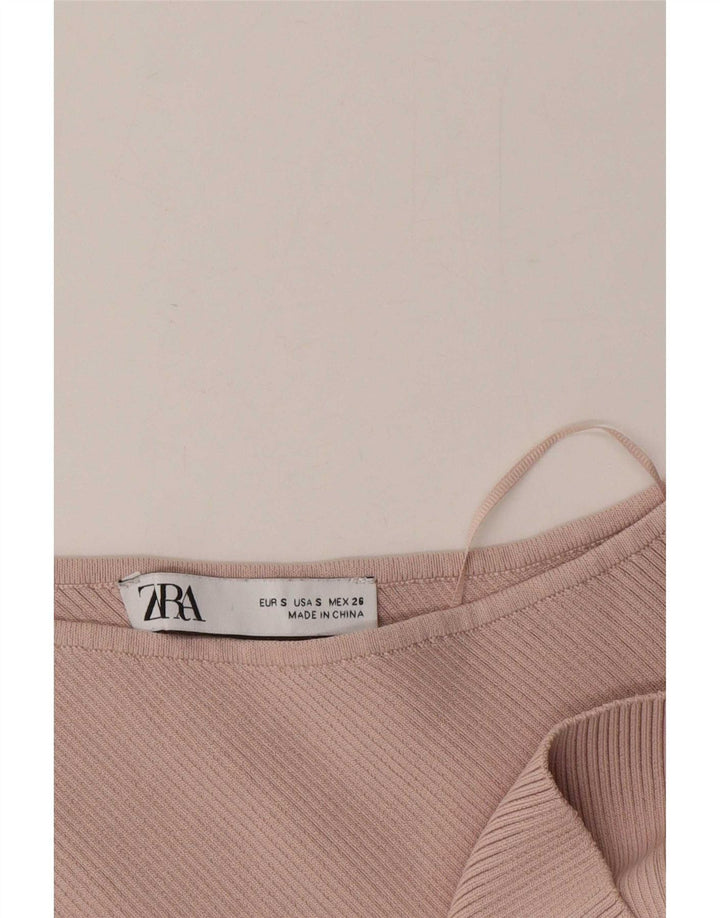 Zara Damen Crop One Shoulder Top UK 8 Small Rosa Viskose