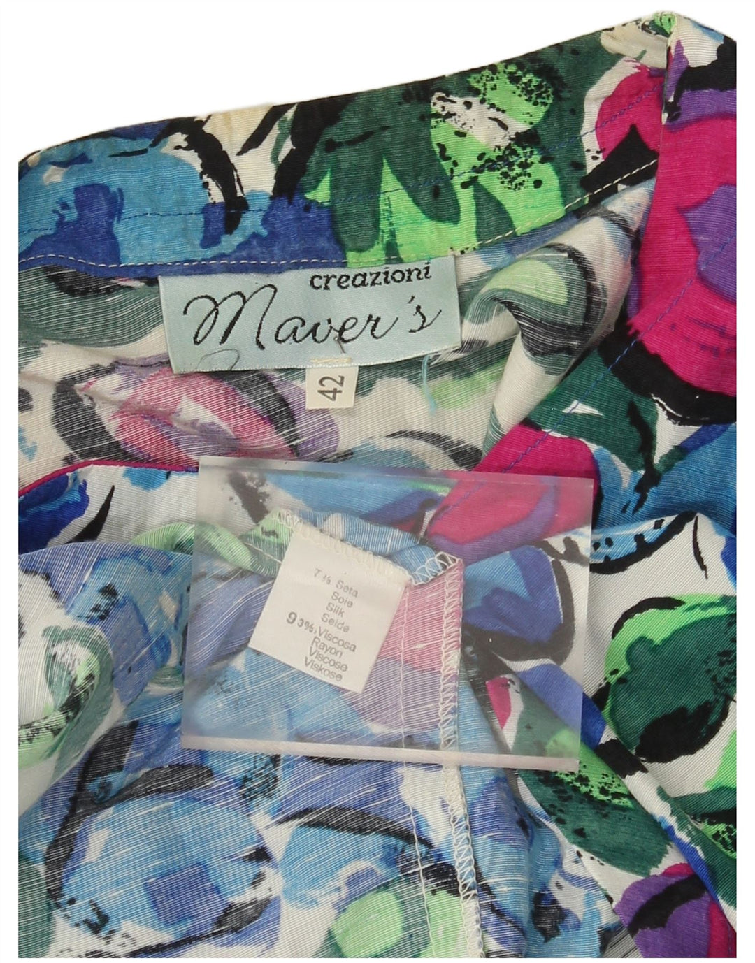 Vintage Damen Crop Shirt Bluse IT 42 Medium Mehrfarbig geblümt