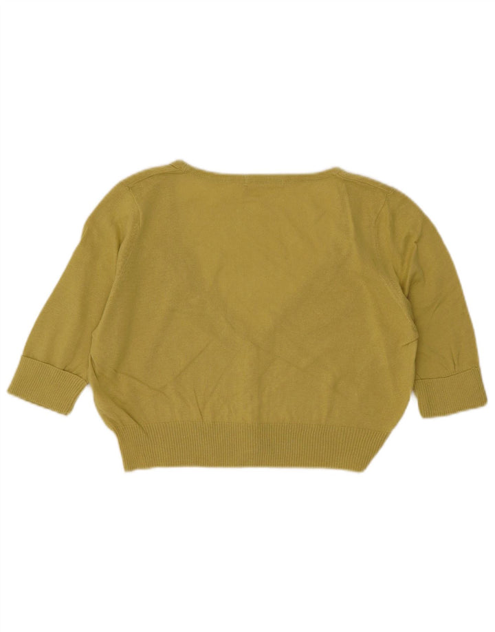 Marks & Spencer Damen-Strickjacke mit kurzen Ärmeln, Gr. 14, Mittelgelb