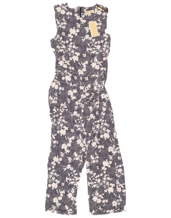 Michael Kors Ärmelloser Damen-Jumpsuit UK 12 Mittel Marineblau mit Blumenmuster