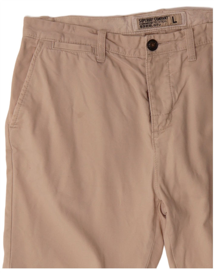 Superdry Herren Chino-Shorts, Größe L, W34, Beige, Baumwolle