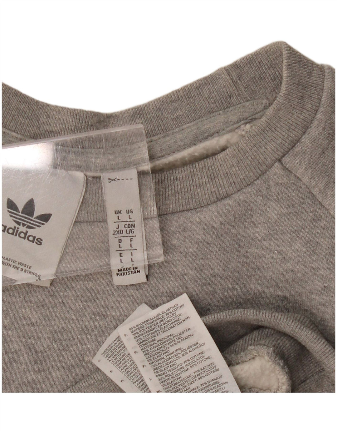 ADIDAS Herren-Sweatshirt-Pullover, große grau gefleckte Baumwolle