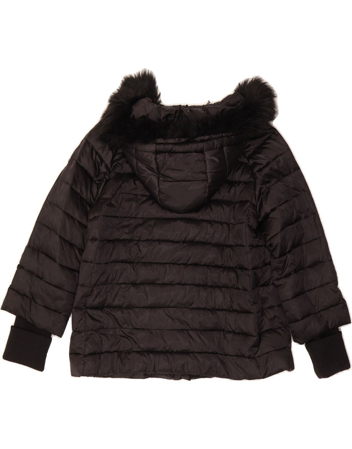 ELLESSE Womens Hooded Padded Jacket UK 14 Medium Black Nylon Vintage Ellesse and Second-Hand Ellesse from Messina Hembry 