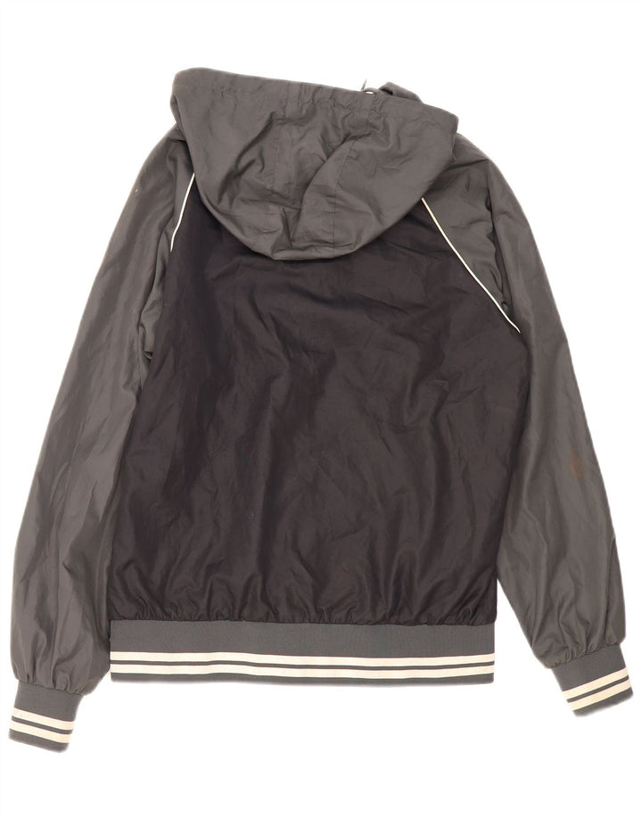 Fila Herren-Regenjacke mit Kapuze, klein, schwarzes Farbblock-Polyester